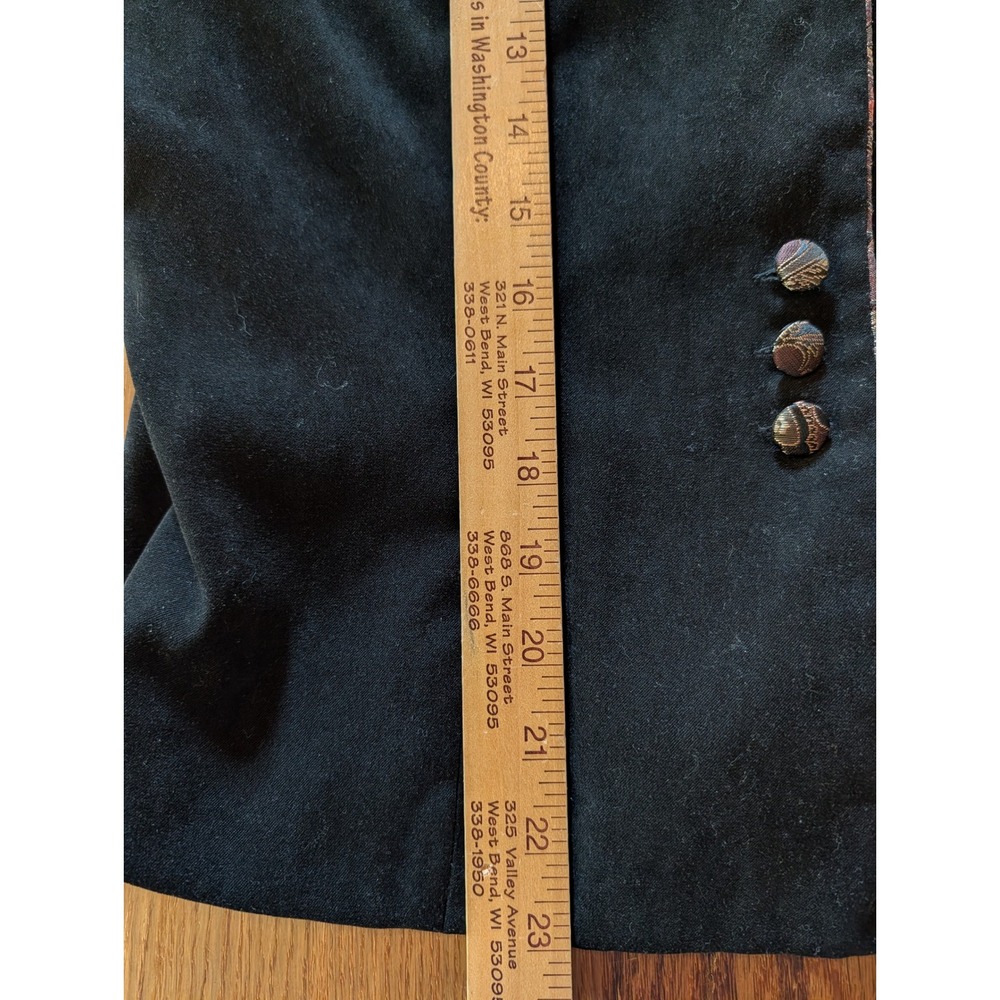 J Jill Womens Black Suede Look Mandarin Collar Brocade Trim Jacket Blazer 8 - Picture 10 of 10